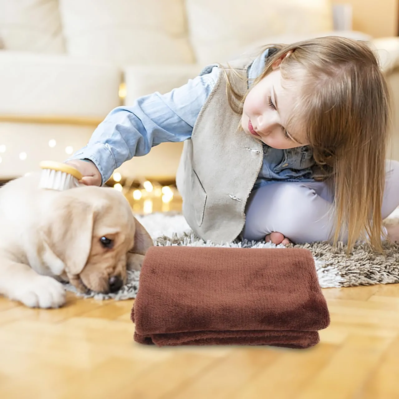 Unomor Cozy Flannel Fleece Pet Blanket Soft and Warm Multi-Functional Coffee 25.98 * 18.89 Inches Ideal for Dogs and Cats