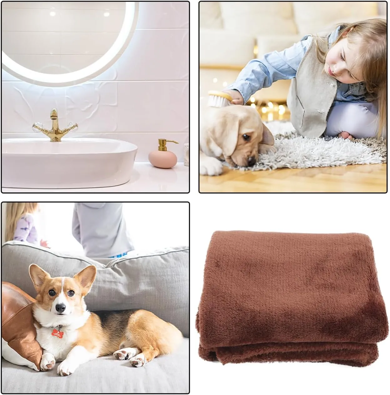 Unomor Cozy Flannel Fleece Pet Blanket Soft and Warm Multi-Functional Coffee 25.98 * 18.89 Inches Ideal for Dogs and Cats