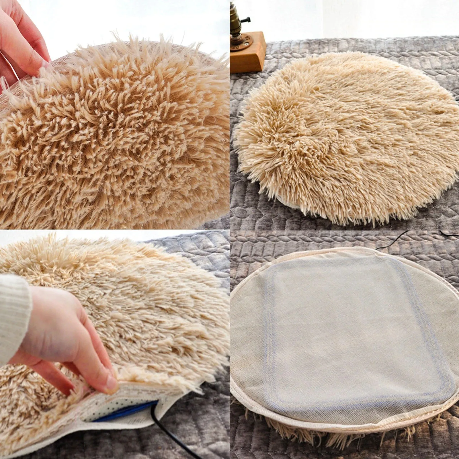USB Plush  Heated Cat Bed Constant Temperature Cat Heating Pad Portable Cat Winter Sleep Roud Cushion