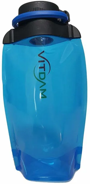 Vitdam Foldable Reusable Water Bottles BPA Free, FDA Approved (Blue)