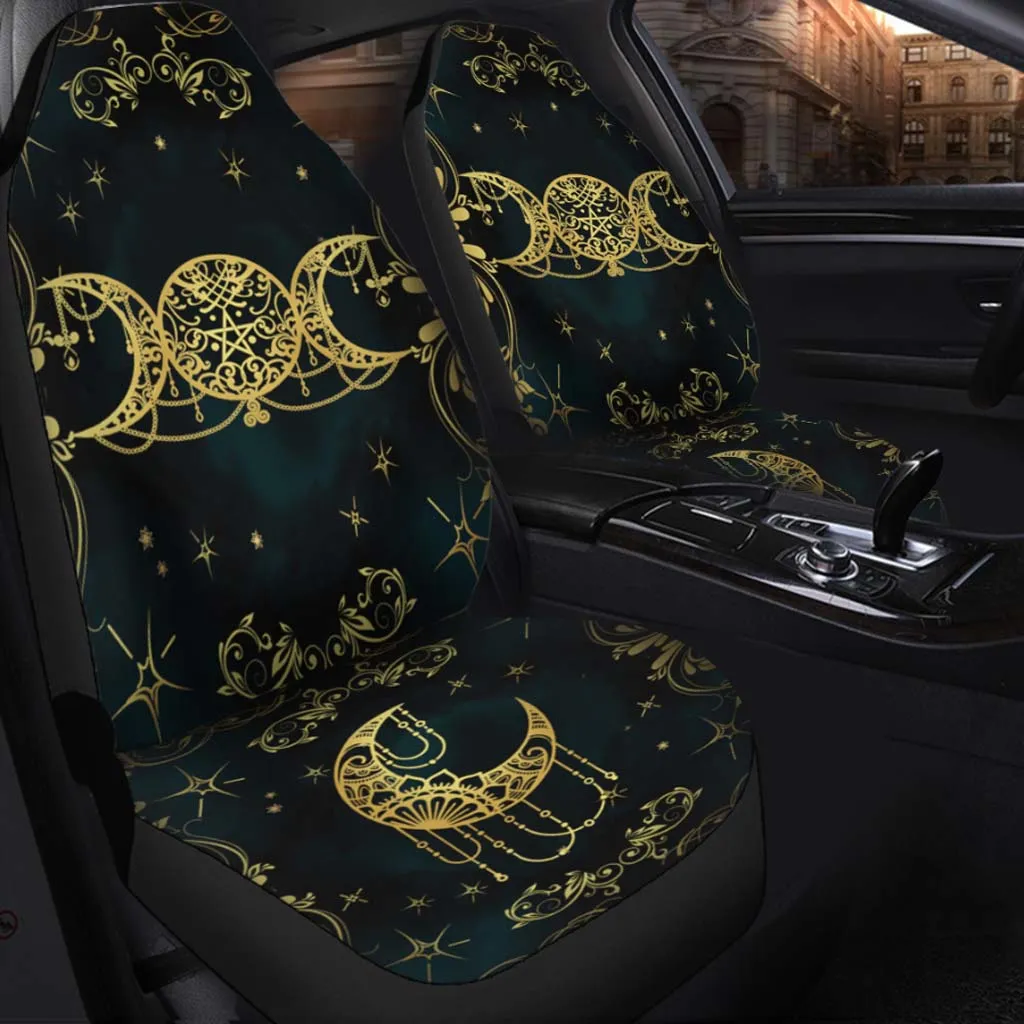 Witch Triple Moon 3D All Over Printed On Front Car Seat Covers, Winter Seat Cover For Cars