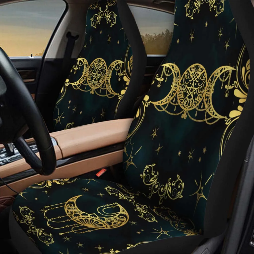 Witch Triple Moon 3D All Over Printed On Front Car Seat Covers, Winter Seat Cover For Cars