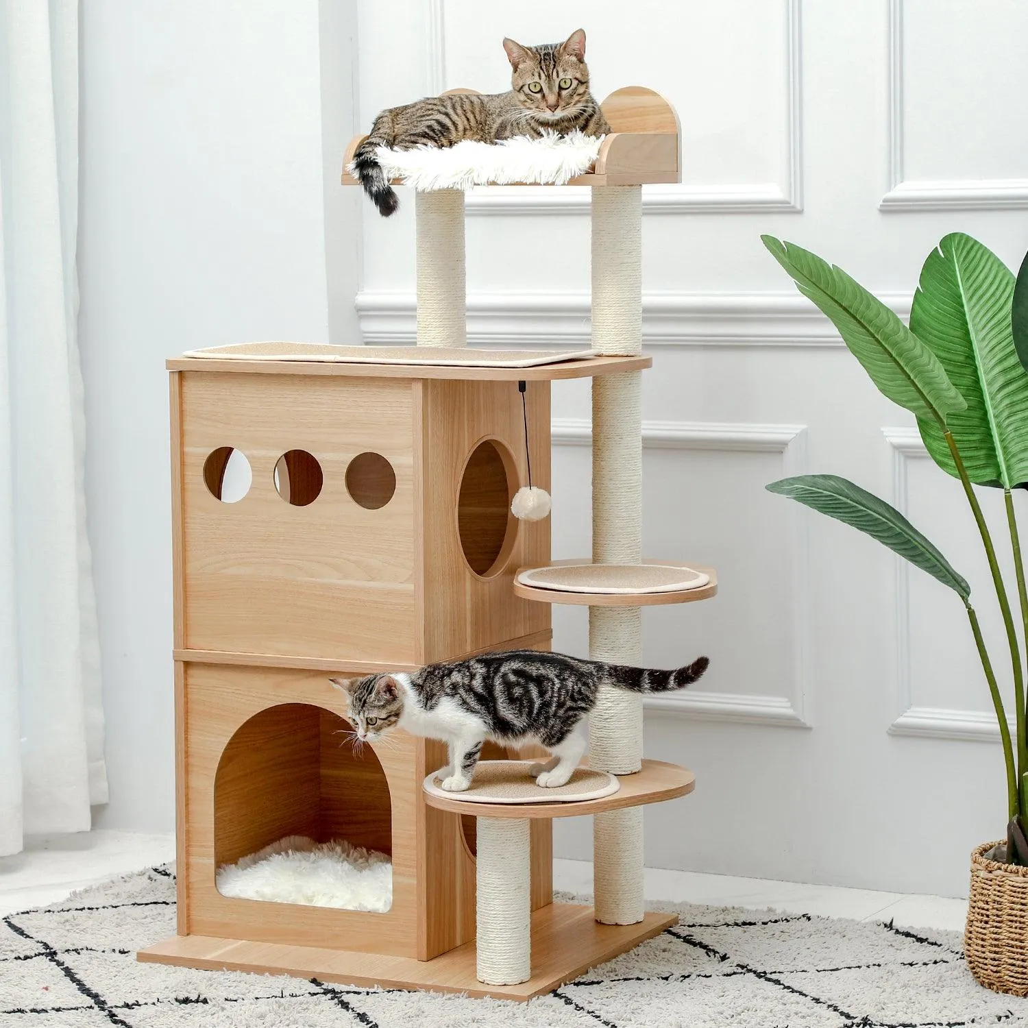 Wooden Multi-Level Cat Climbing Frame Tree