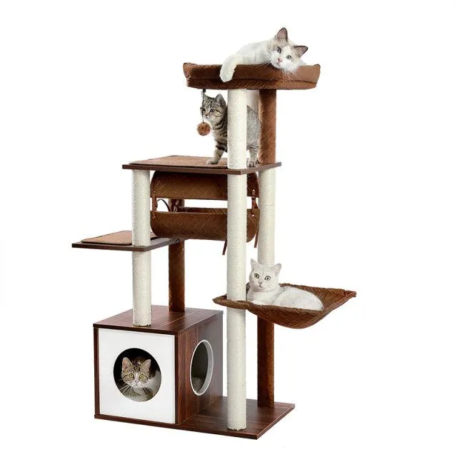 Wooden Multi-Level Cat Climbing Frame Tree
