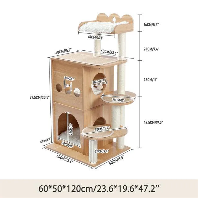 Wooden Multi-Level Cat Climbing Frame Tree