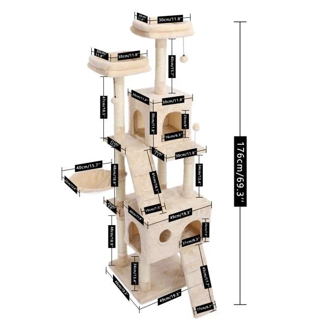Wooden Multi-Level Cat Climbing Frame Tree