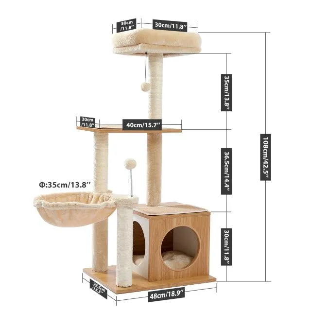 Wooden Multi-Level Cat Climbing Frame Tree
