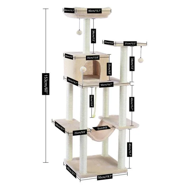 Wooden Multi-Level Cat Climbing Frame Tree