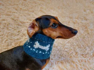 Wool snood collar for pets with bones, dog snood with warm neck made of wool with bones