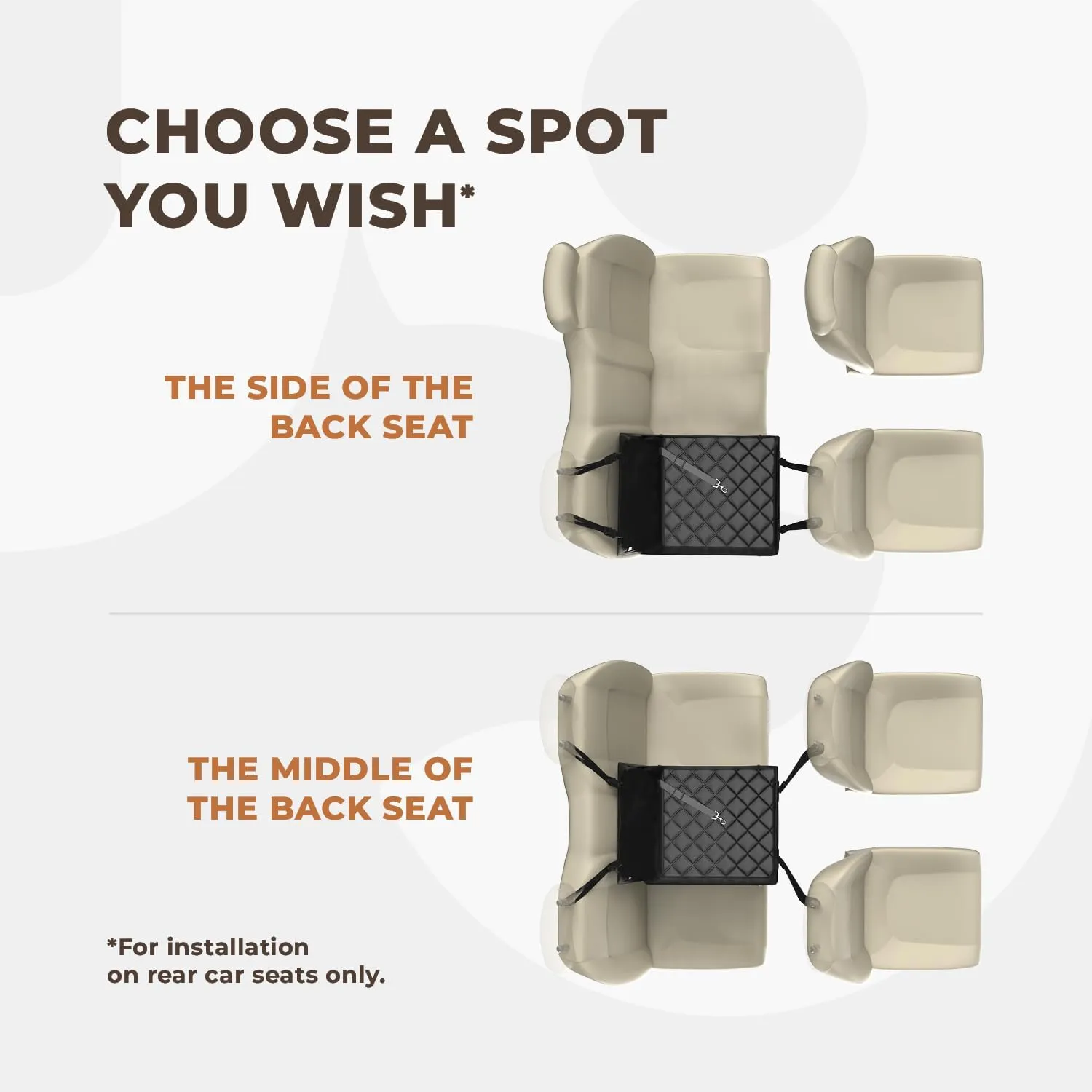 Wuglo Extra Stable Dog Car Seat - Reinforced Car Dog Seat for Medium-Sized Dogs with 4 Fastening Straps - Robust and Waterproof Pet Car Seat for The Back Seat of The Car (S Size, Beige)