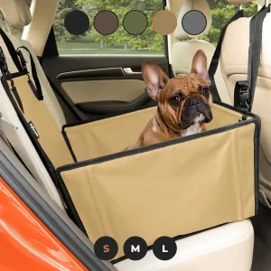 Wuglo Extra Stable Dog Car Seat - Reinforced Car Dog Seat for Medium-Sized Dogs with 4 Fastening Straps - Robust and Waterproof Pet Car Seat for The Back Seat of The Car (S Size, Beige)